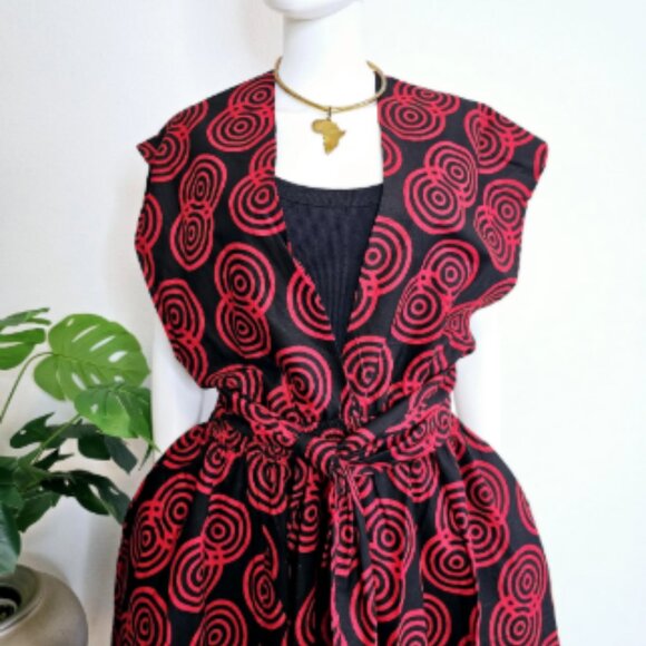 African Ankara Print Maxi Skirt Dress: Convertible Cotton Sundress with Pockets - Picture 3 of 5